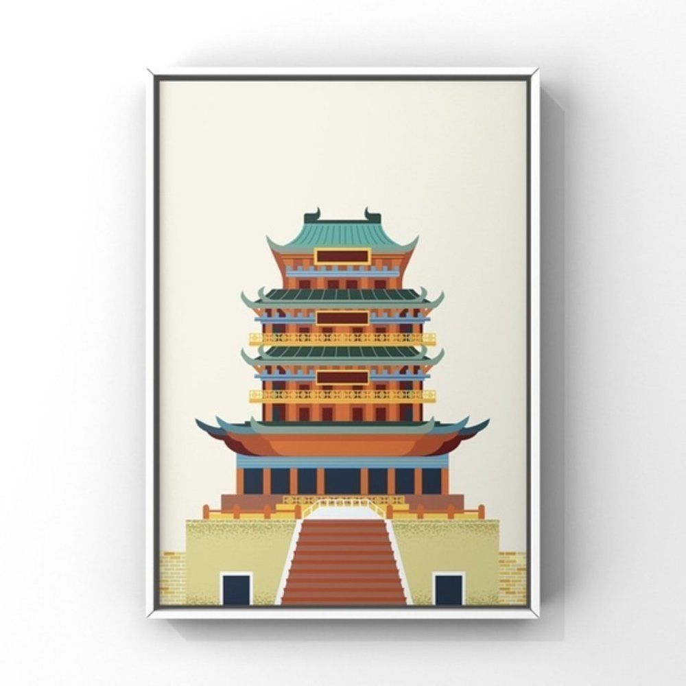 Chinese historical architecture landmark art print